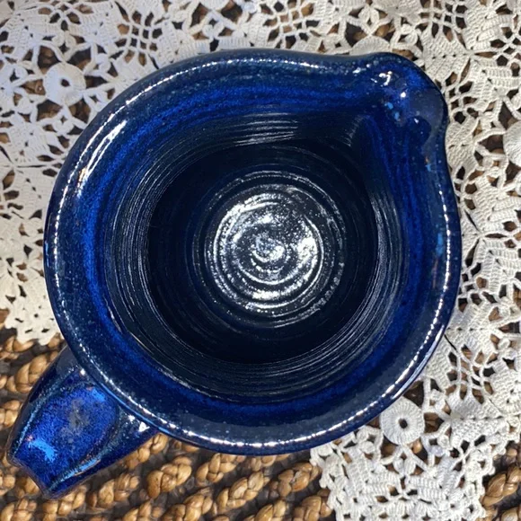 Made in Jerome Arizona Pottery Cobalt Blue Large Pitcher - Picture 6 of 8
